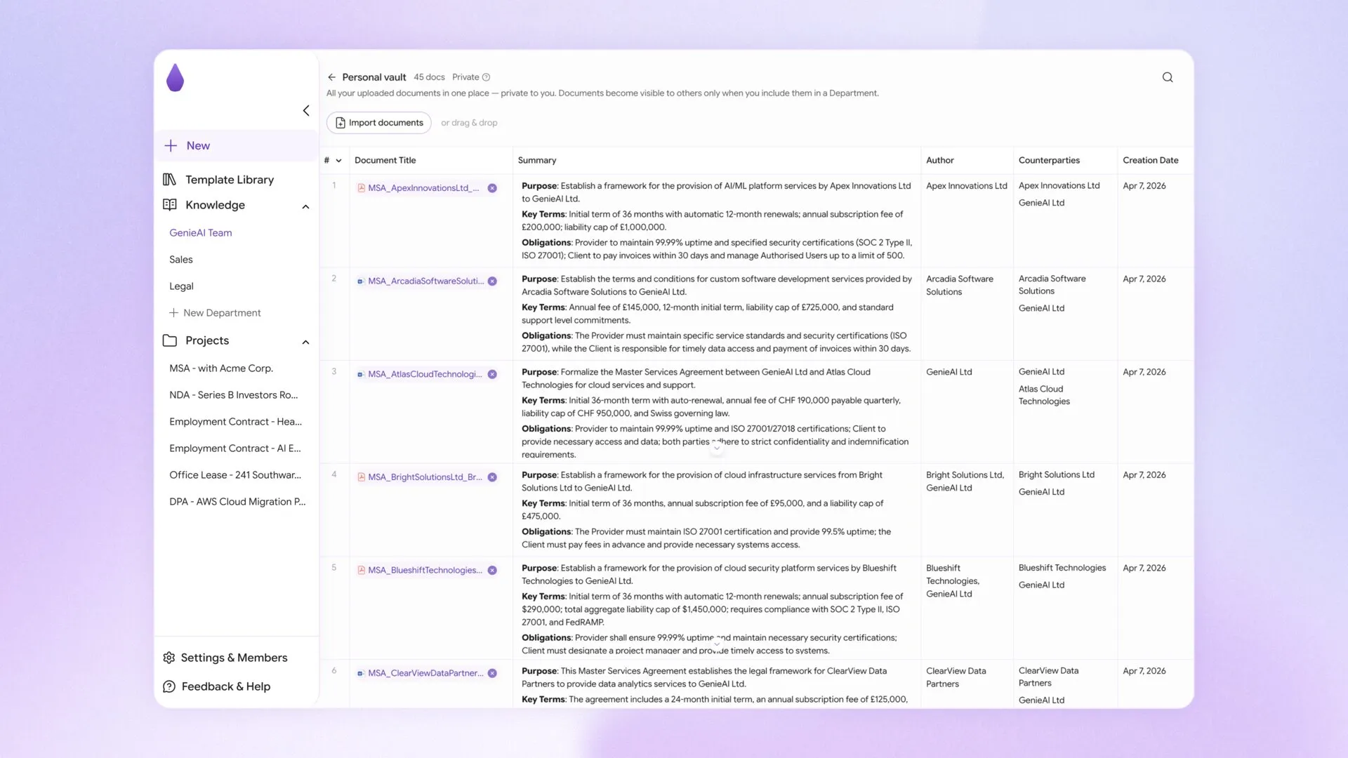 One-Click Contract review